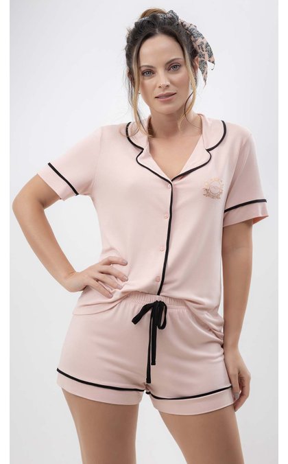 pijama feminino curto americano com estampa vies contrastante site3